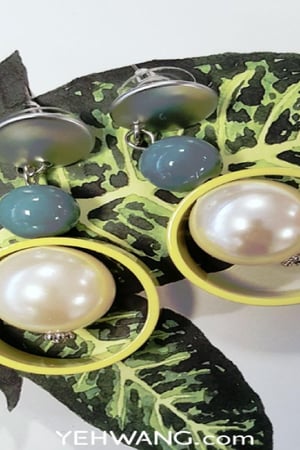 Earrings Funky Pearl Amarillo Aluminio h5 Imagen2